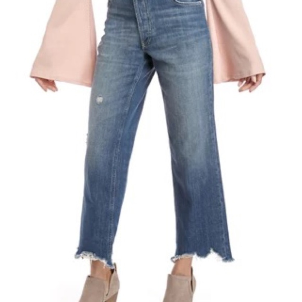 Free People Maggie Mid Rise Straight Sequoia Blue Jeans